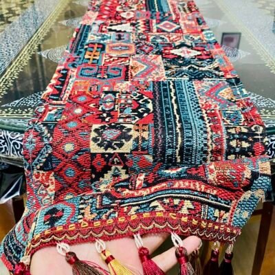 Vintage Bohemian Long Table Runner Jacquard Tassel Embroidery Long Tablecloth Home Decoration Dining Table Decor. Single Table Runner.