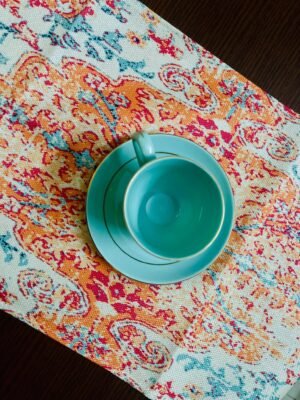 Boho Bohemia Style Orange Linen Table Runners Rustic Farmhouse Washable Dining Table Single Table Runner.