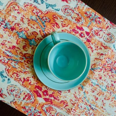 Boho Bohemia Style Orange Linen Table Runners Rustic Farmhouse Washable Dining Table Single Table Runner.