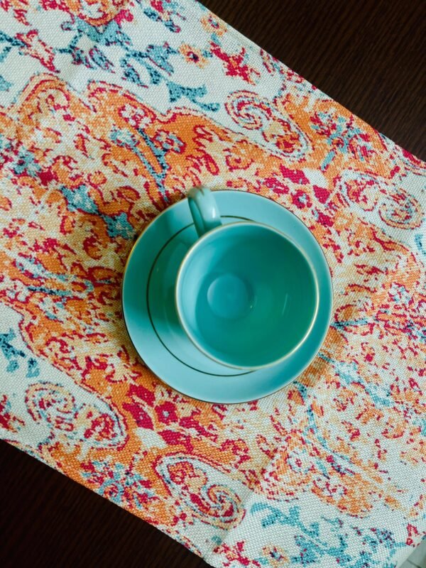 Boho Bohemia Style Orange Linen Table Runners Rustic Farmhouse Washable Dining Table Single Table Runner.