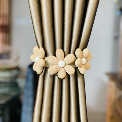 Premium Flower Curtain Holder Cotton Woven Tieback. Adjustable. (1 piece)