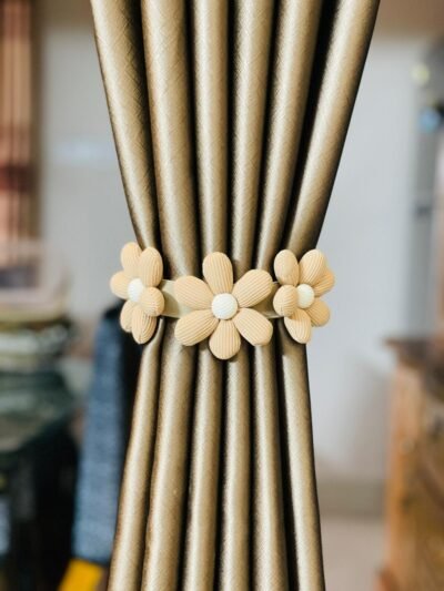 Premium Flower Curtain Holder Cotton Woven Tieback. Adjustable. (1 piece)