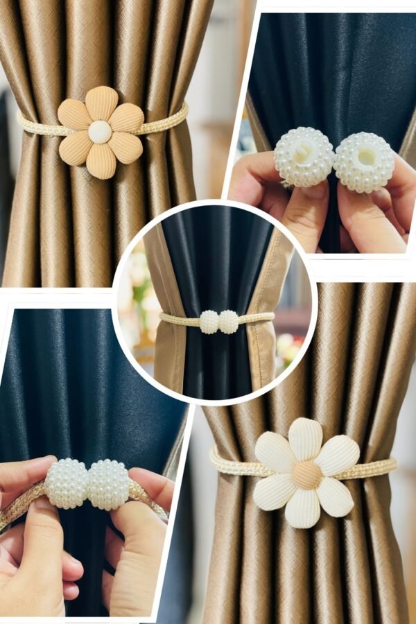 Luxary Flower Curtain Buckles Clips Cute Flower Ties Decorative Rope, (2ps set)