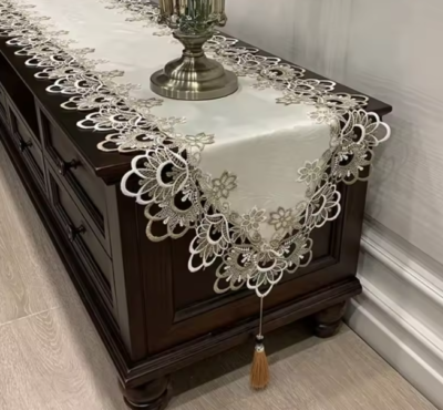 Oval Tablecloth DinningTable Runner embroidered Flag Europe TV Cabinet, Dinning Table Single Table Runner.